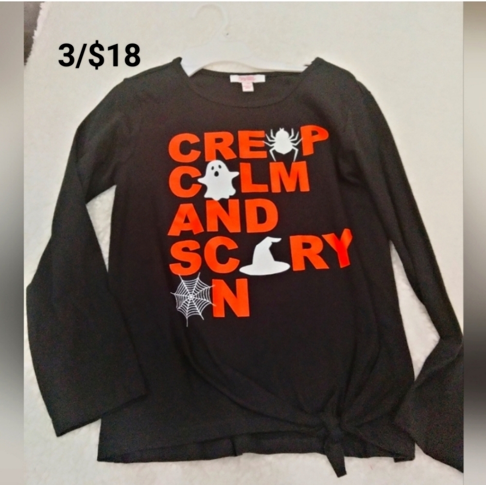 Pony Tails Halloween holiday long sleeve shirt girls large black orange NWT